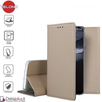 Telone smart magnet atverčiamas dėklas - auksinės spalvos (Nokia 2.4)